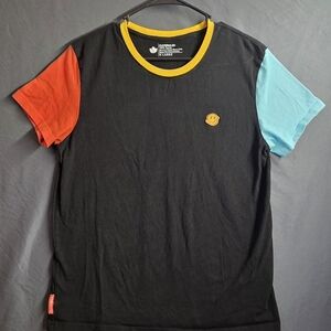 Dutch Bros Black T-Shirt with Red and Blue Sleeves